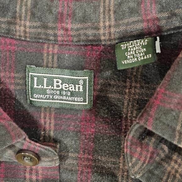 LL Bean Shacket Made in USA 1970-1990 Green Plaid Size  100% Cotton Heavy - Picture 4 of 8